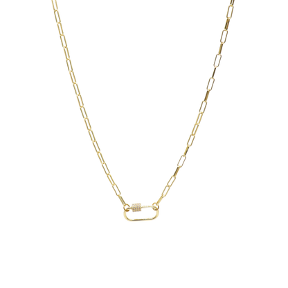 Transparent view of the Gold Ashley Necklace with Large Gabi Carabiner 