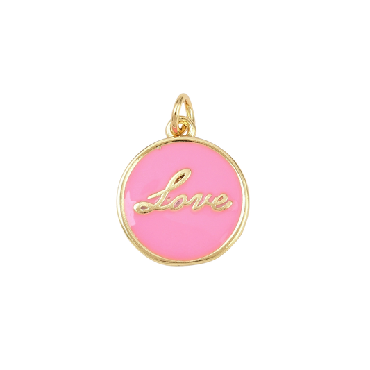 Gold Sweet "Love" Pink Charm
