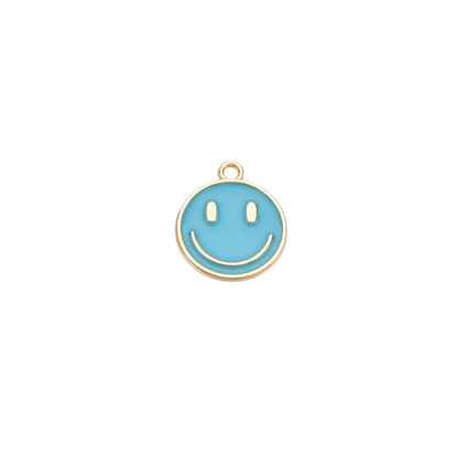 Gold Large Smiley Face Charms | Blue