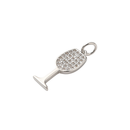 Side view of the Silver Cubic Zirconia Wine Glass Charm
