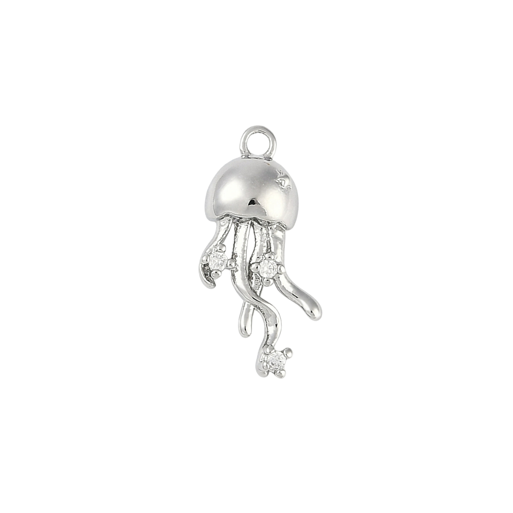 Transparent view of the Silver Jellyfish Dazzle with Cubic Zirconia Charm