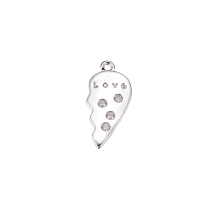 Front view of the Silver Love Wing with Cubic Zirconia Charm