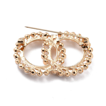 Back view of the Gold Double Ring Pearl Brooch | Shoe, Purse & Hat Charm