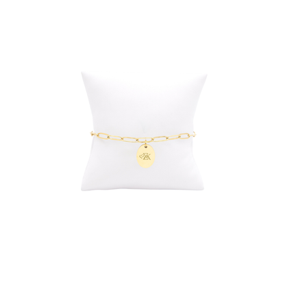Sigma Kappa Storyline Bracelet with Small Gold Oval Charm | Waterproof, Hypoallergenic & Tarnish Resistant