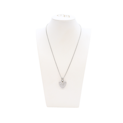 Front view of the Silver Rhinestone Bubble Letter Necklace | Letter V