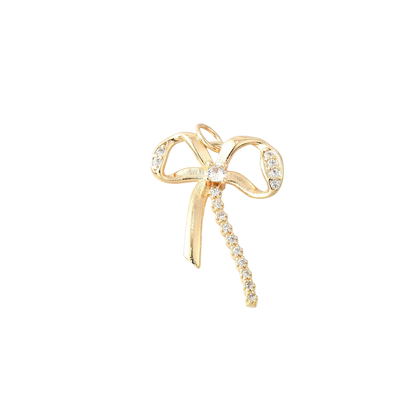 Transparent front view of the Gold Nova Bow with Cubic Zirconia Charm