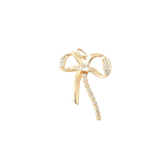 Gold Nova Bow with Cubic Zirconia Charm