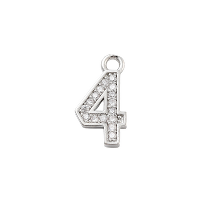 Front view of the Silver Pave Number Charm | Number Charm | Four