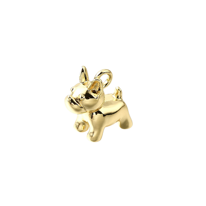 Gold dog-shaped pendant on a white background