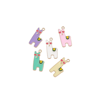 Transparent view of five Gold Alpaca Charm | Assorted