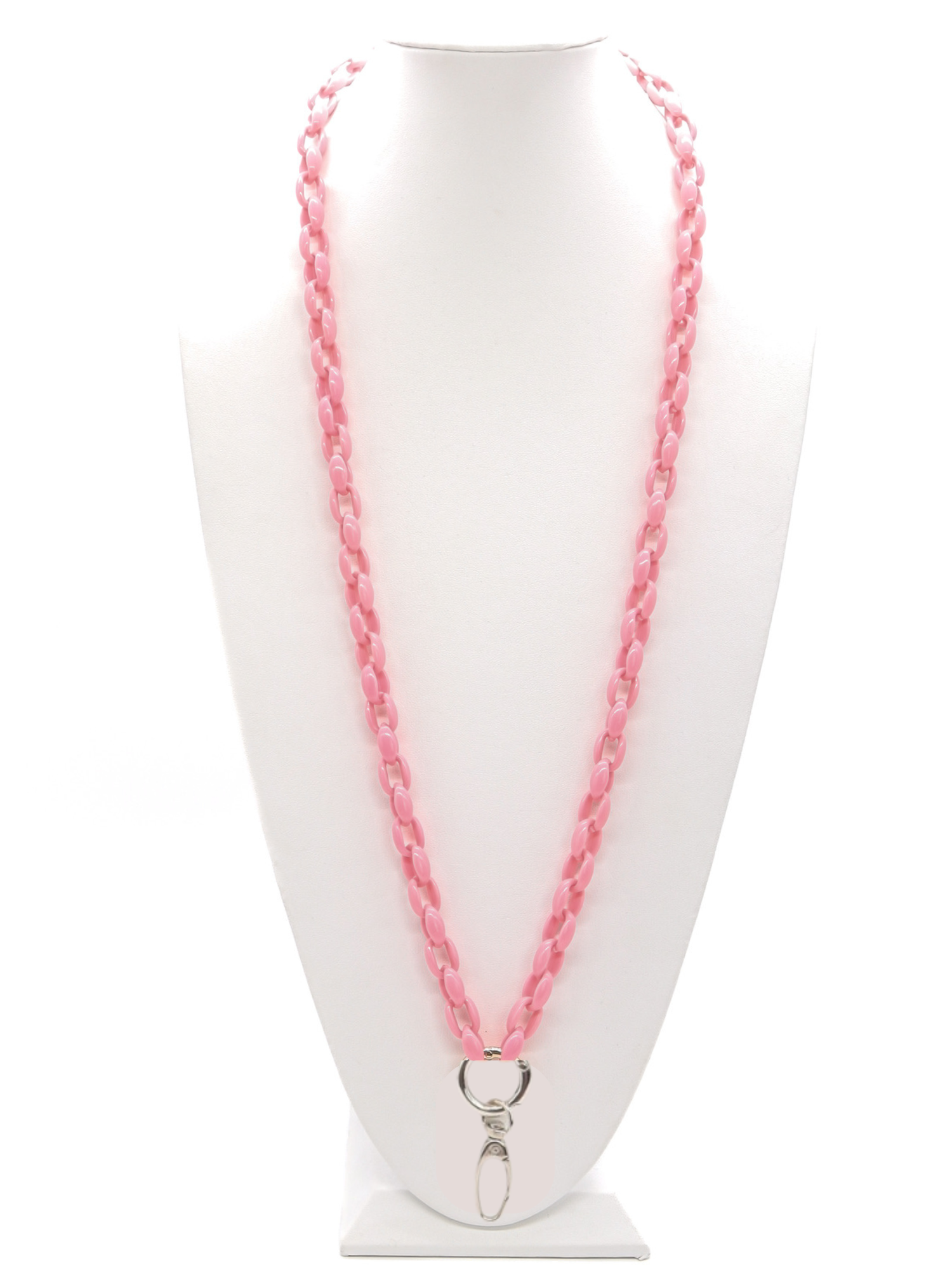 Pastel Pink Lanyard with Silver Hardware