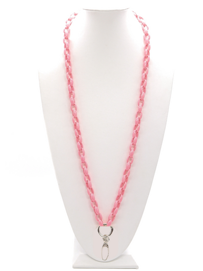 Pastel Pink Lanyard with Silver Hardware