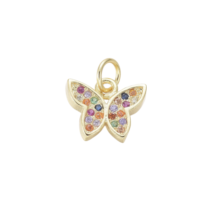 Gold Butterfly Prism with Cubic Zirconia Charm 