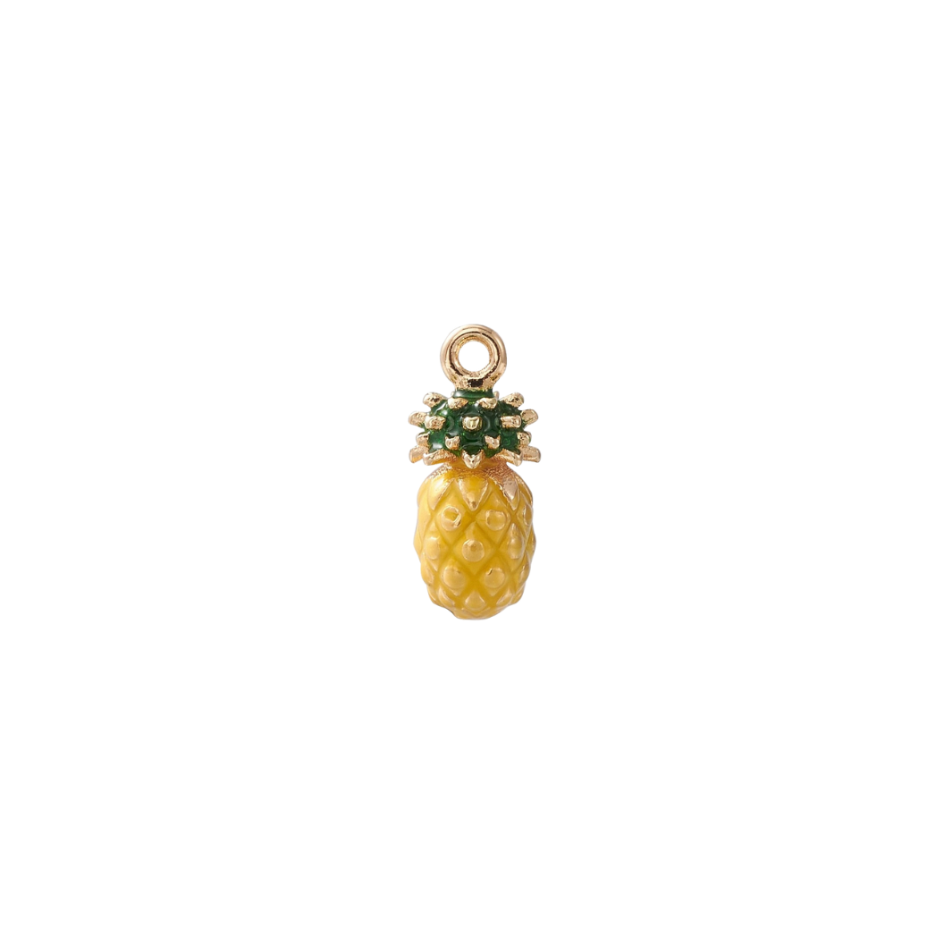 Gold Sunny Paradise Pineapple Charm on white background