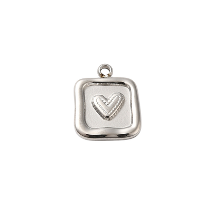 Silver Framed Heart Tile Charm