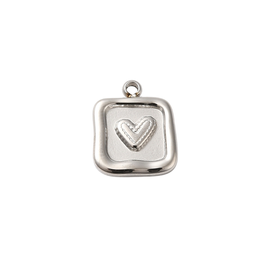 Silver Framed Heart Tile Charm