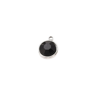 Transparent view of the Silver Round Glass Charm | Assorted | Black