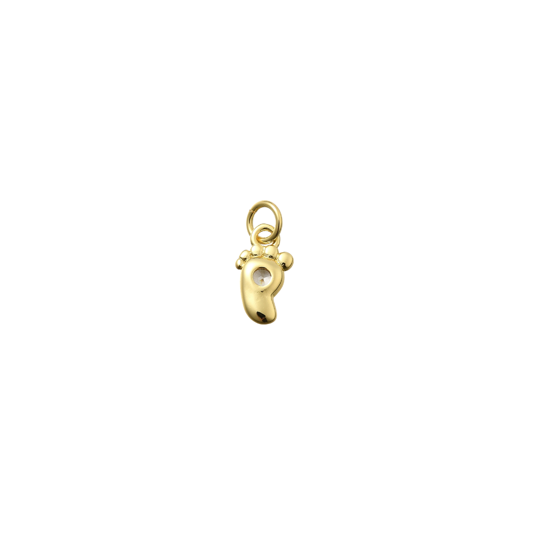 Gold Footprint Charm on transparent background 