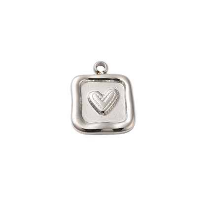 Silver Framed Heart Tile Charm