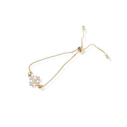 Front of the Gold Bolo Bracelet with Ornate Cross
