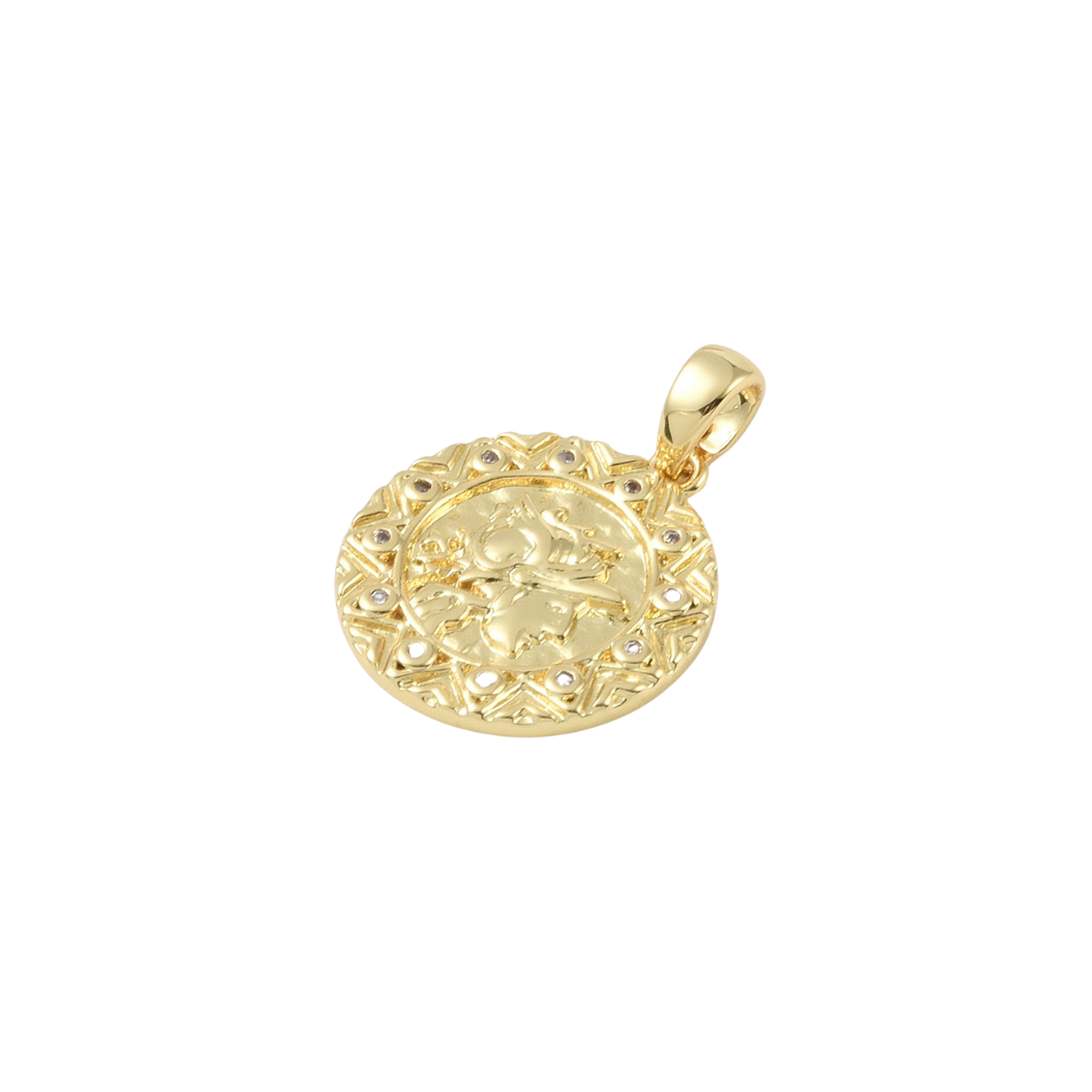 Side View Gold Athens Gaze with Cubic Zirconia Charm 