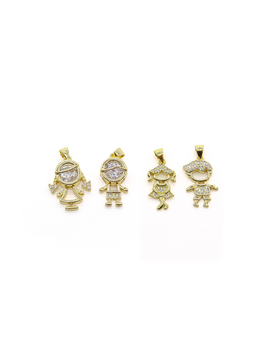 Gold Big Boy Girl Charms -Assorted