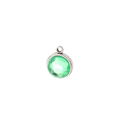 Transparent view of the Silver Round Glass Charm | Assorted | Green