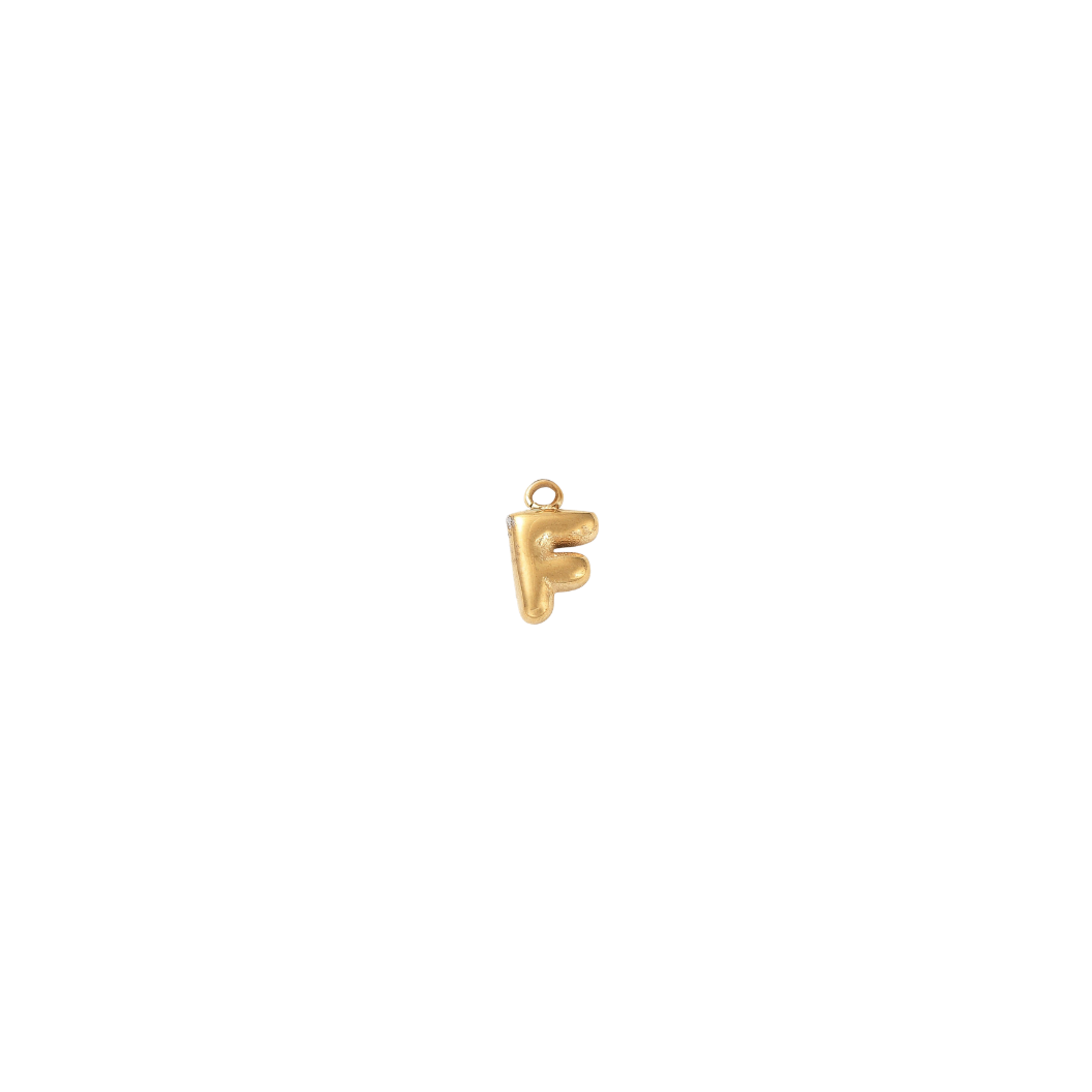 gold letter F on white background 