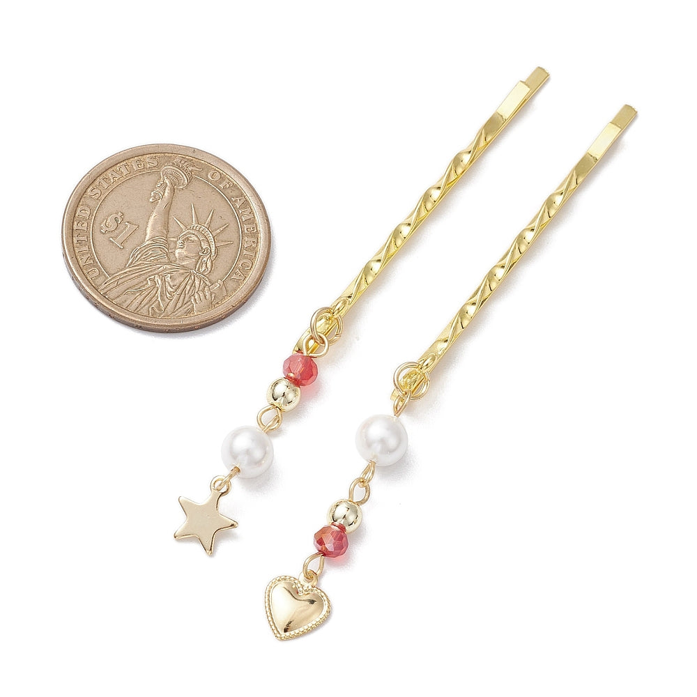 Gold Star & Heart with Pearl Bobby Pin Assorted | Set