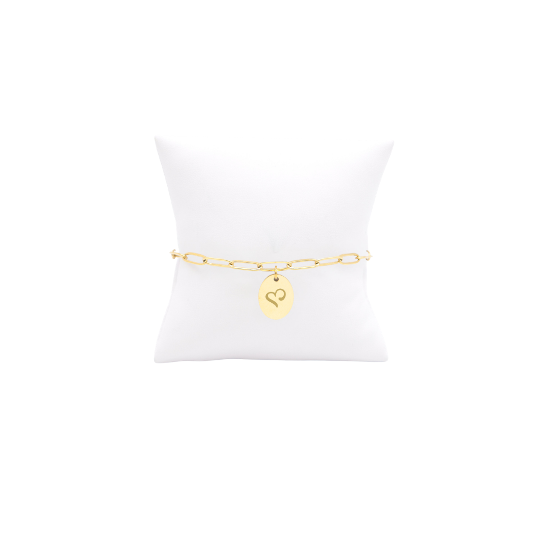Sigma Kappa Storyline Bracelet with Small Gold Oval Charm | Waterproof, Hypoallergenic & Tarnish Resistant