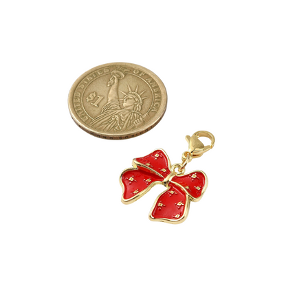 Mixed Color Gold Bow |  Shoe & Purse Charm compared to a coin
