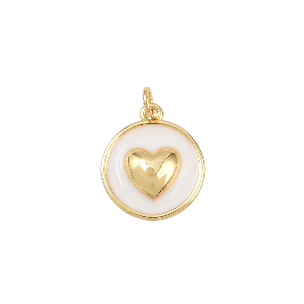Gold Beloved Heart White Charm