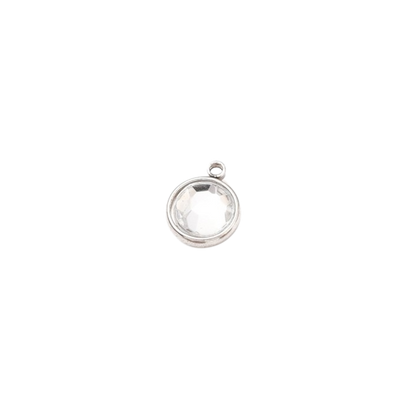 Transparent view of the Silver Round Glass Charm | Assorted | White