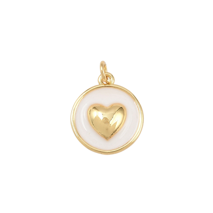 Gold Beloved Heart White Charm