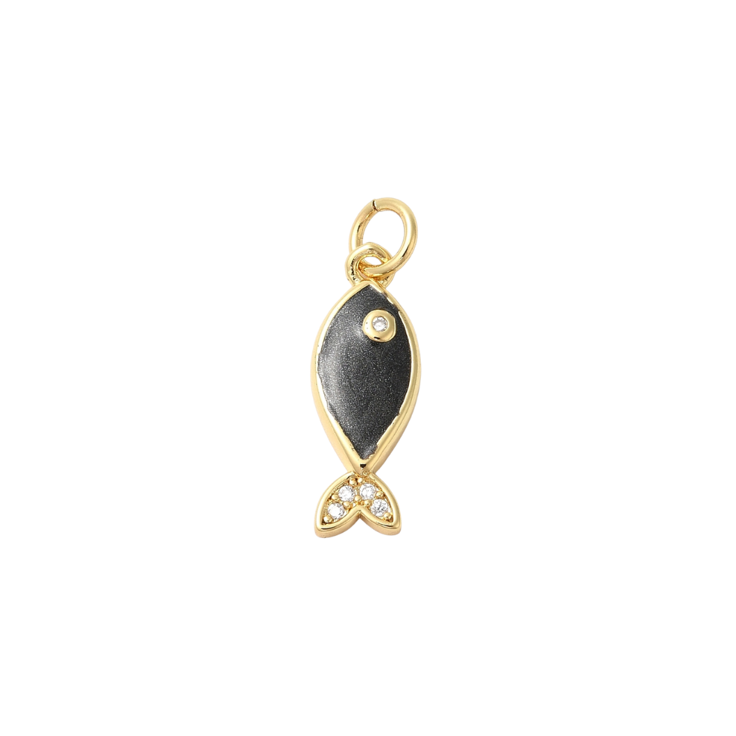 Gold Midnight Pearlescent Fish Charm