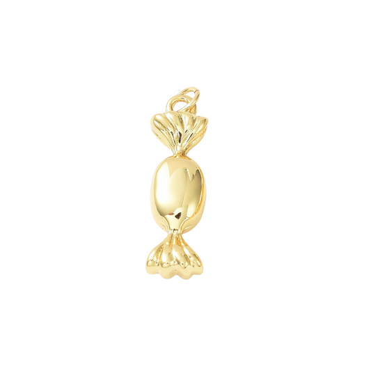 Gold candy-shaped pendant on a white background