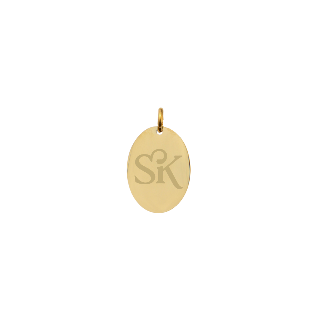 Sigma Kappa Small Gold Oval Sorority Charm - New SK Icon | Waterproof, Hypoallergenic & Tarnish Resistant