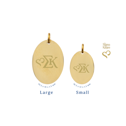 Sigma Kappa Large Oval Sorority Charm - New Greek Letters Icon | Waterproof, Hypoallergenic & Tarnish Resistant