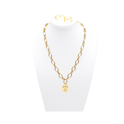 Appalachian State University Evermore Necklace with Large Gold Oval Charm | Waterproof, Hypoallergenic & Tarnish Resistant
