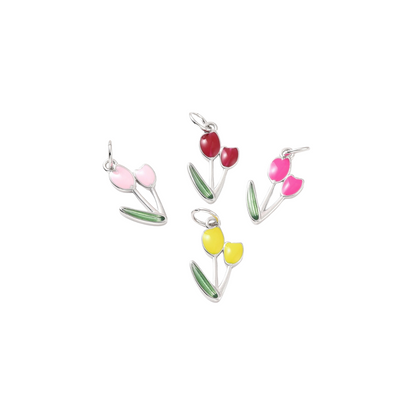 Front of four Silver Springtime Bloom Tulip Charm