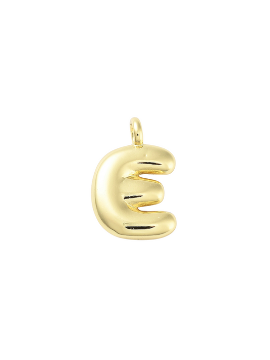 Gold Bubble Letter "E" Charm