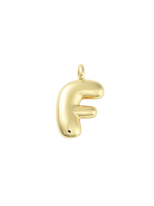 Gold Bubble Letter "F" Charm