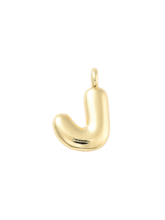 Gold Bubble Letter "J" Charm