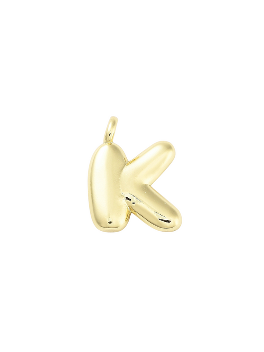 Gold Bubble Letter "K" Charm