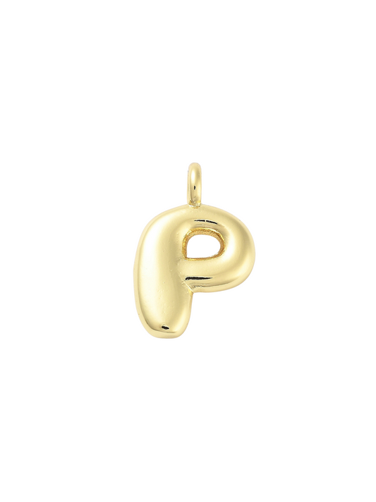 Gold Bubble Letter "P" Charm