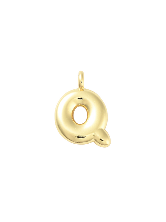 Gold Bubble Letter "Q" Charm