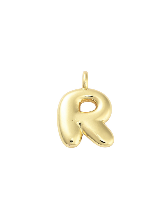 Gold Bubble Letter "R" Charm