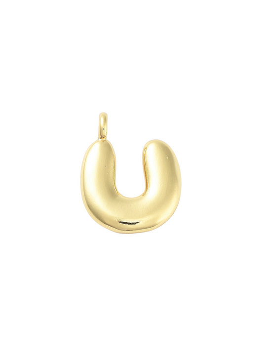 Gold Bubble Letter "U" Charm