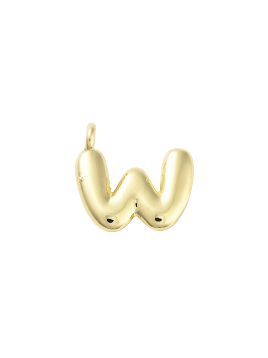 Gold Bubble Letter "W" Charm