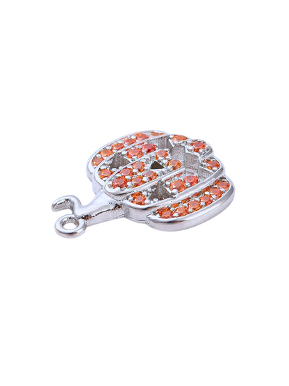 Silver and Orange Rhinestone Jack-o-Lantern Charm
